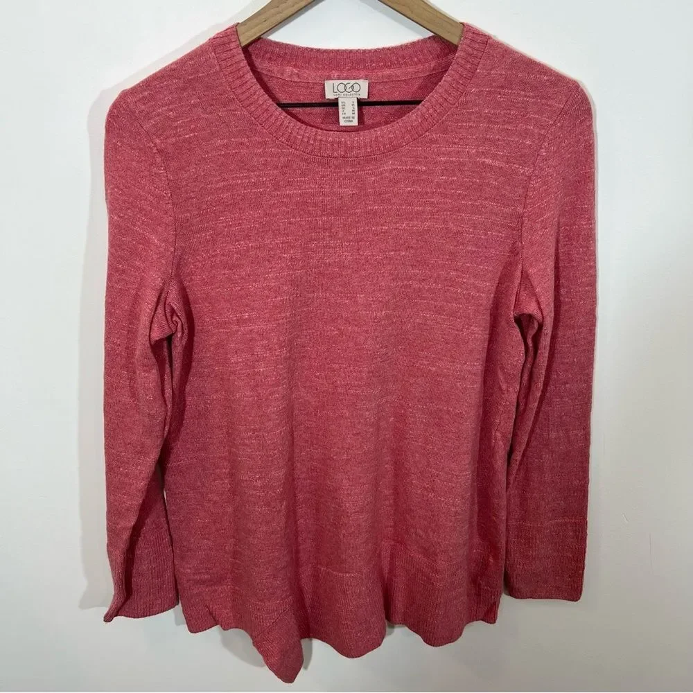 New Logo by Lori Goldstein Cotton Slub Knit Sweater w/ Angled Rib Hem | Size S